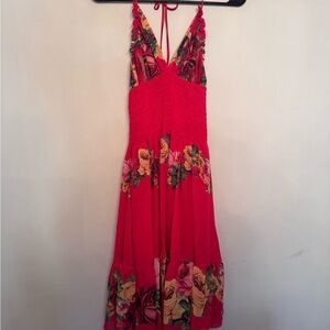 Floral Red Midi Dress